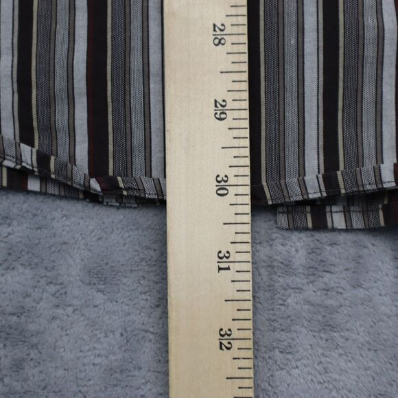 Perry Ellis Shirt Mens L Black Long Sleeve Striped Collared Casual Button Up - Picture 5 of 16